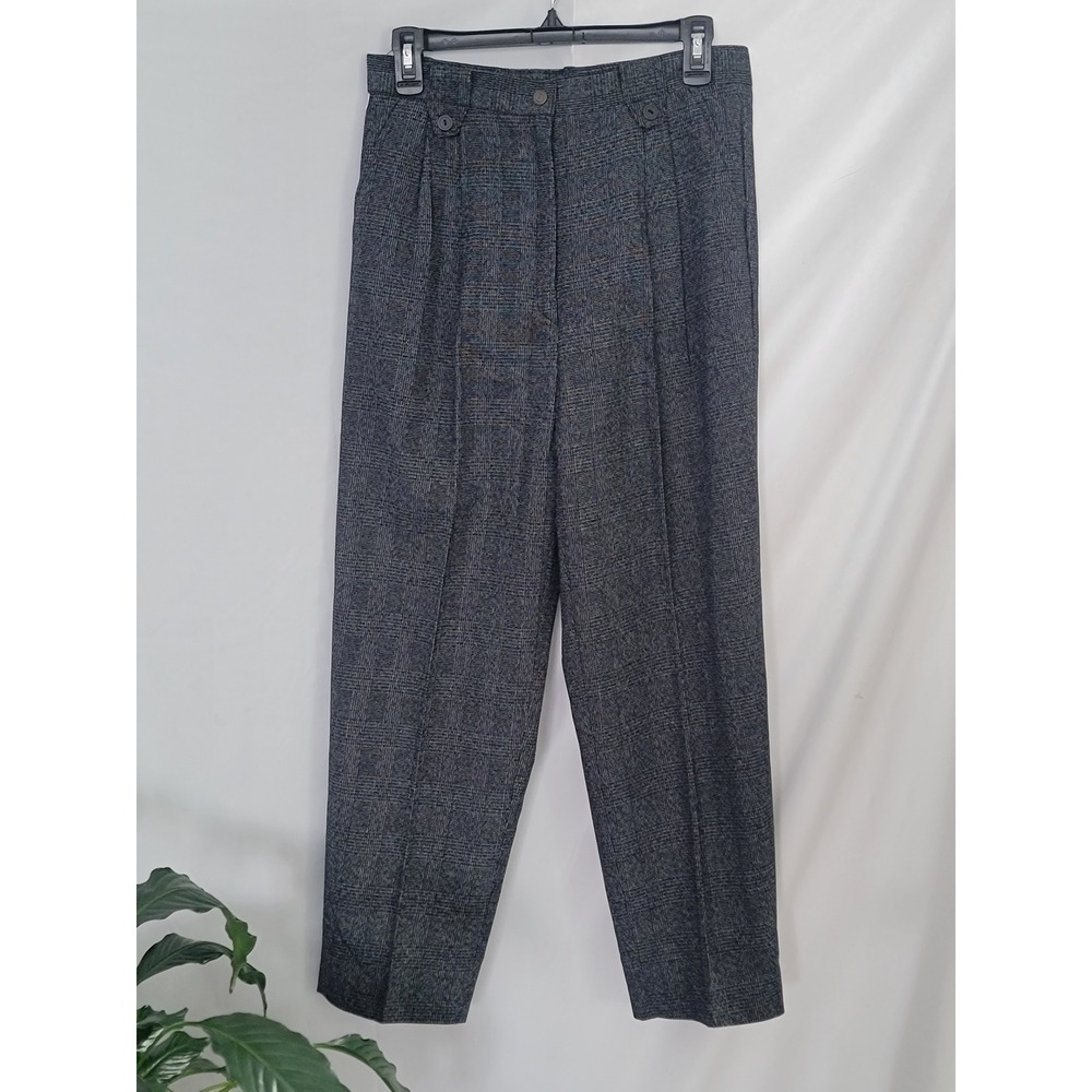 Non Do Glen Plaid High Waisted Pleated Tapered Trousers Size 29 Vintage Style